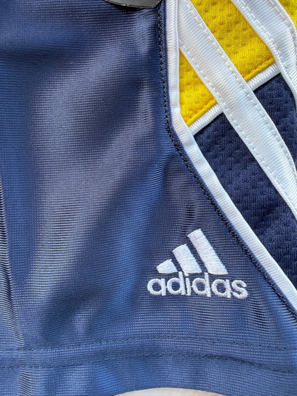 adidas Navy Shorts with Yellow & White Side Panels Size 3T - Picture 3 of 8